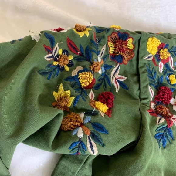 Zara Green Embroidered Jacket - Picture 4 of 16